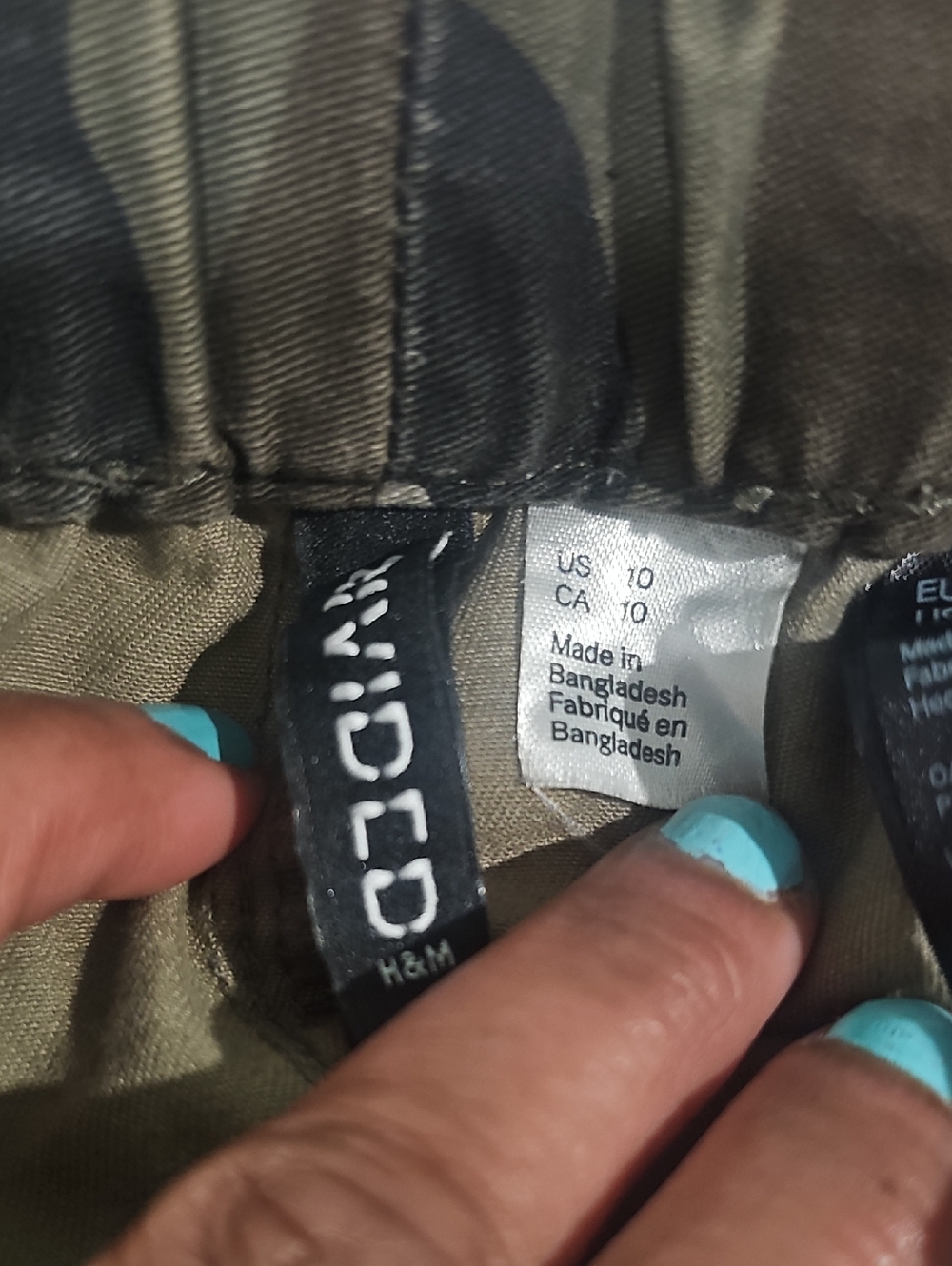 H&M Men's Size 10 Camouflage Cargo Pants in Olive & Dark Green 100% ALGODON - Picture 3 of 11